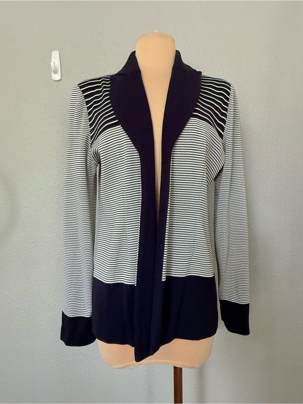 Misook Striped Open-Front Sweater Cardigan Size  Small
